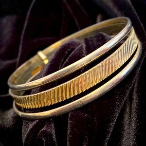 Silver and gold tone bangle bracelet vintage